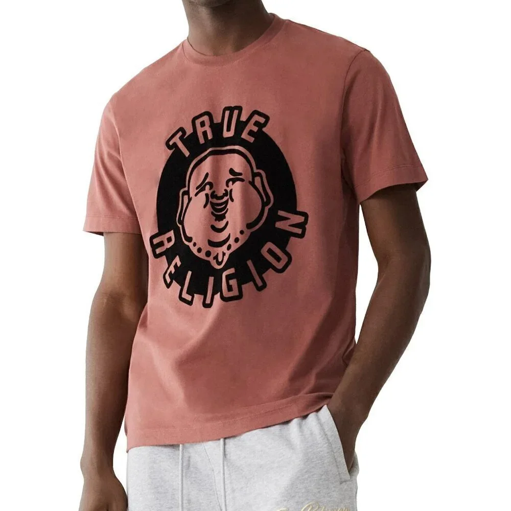 NWT True Religion Mens Sangria Cotton Buddha Face SS Tee Graphic T-Shirt $59